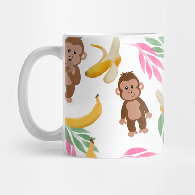 Cute Monkey, Banana, and leaves by PLLDesigns